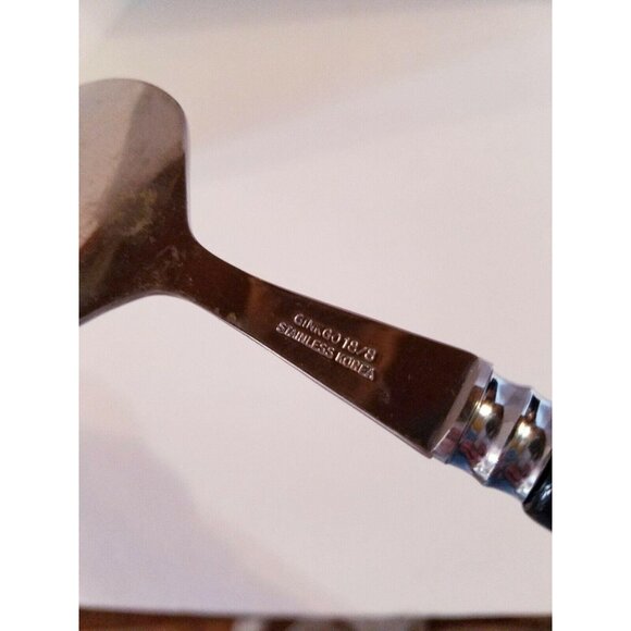 Ginkgo 18/8 Stainless Flatware Black Handle Cold Meat Fork 8 1/2" Korea - Picture 7 of 7